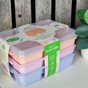 Eco-Friendly Plant Fiber Food Storage Containers - Pink Orange Purple